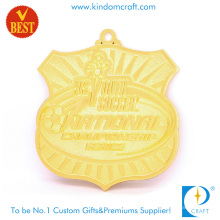 China Custom Supply Shield Form Gold Überzug 3 D National Fußball Medaille in Zink-Legierung